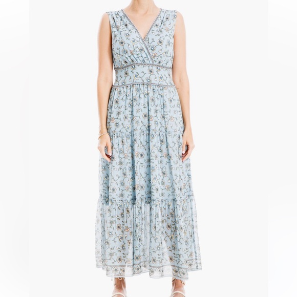Max Studio Dresses & Skirts - Max Studio Sleeveless Maxi Front Drape Floral Dress